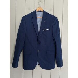 Zara Men's Size 38 Navy Blue 2 Button Blazer Jacket Slim Fit Sports Coat